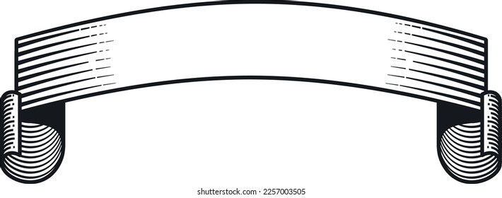 Vintage scroll template. Hand drawn ribbon sketch