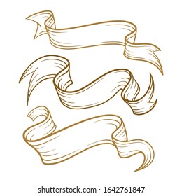 Vintage scrolls set. Retro style vector graphic.