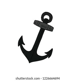Vintage sea anchor hand-drawn. Vector retro illustration of an anchor on a white background.