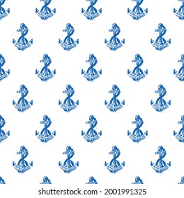 Vintage Sea Anchor Vector Graphic Art Seamless Pattern can be use for background and apparel design