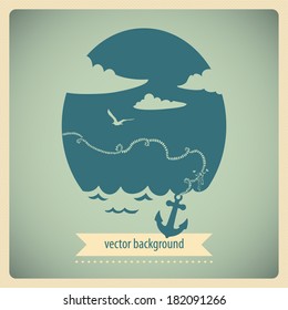 Vintage sea background with anchor.
