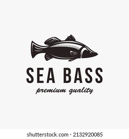 Vintage Sea bass fish logo icon vector template on white background