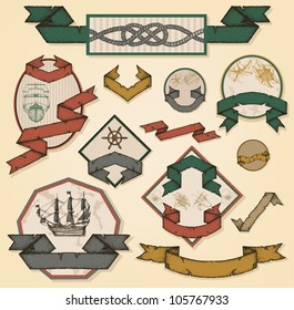 Vintage sea labels set