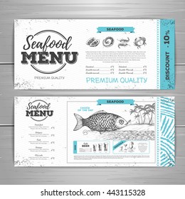 Vintage Seafood Menu Design. 