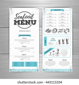 Vintage Seafood Menu Design. 