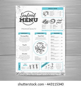 Vintage seafood menu design. 