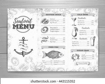 Vintage seafood menu design. 