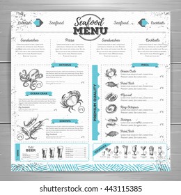 Vintage seafood menu design. 