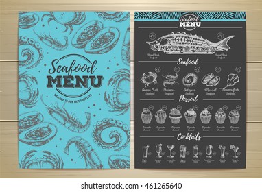Vintage seafood menu design