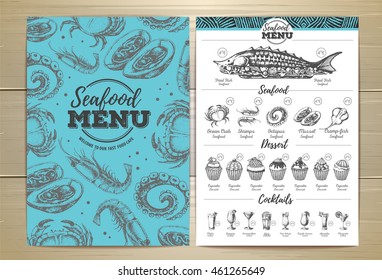 Vintage seafood menu design