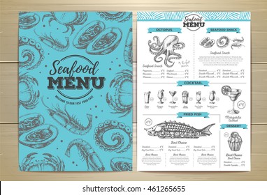 Vintage Seafood Menu Design