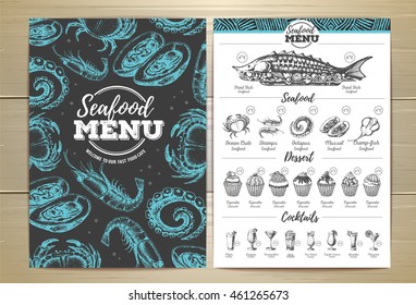 Vintage seafood menu design