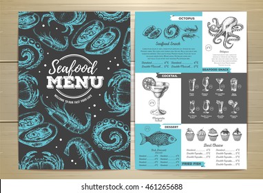 Vintage seafood menu design