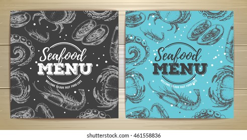 Vintage seafood menu design. Corporate identity