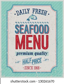 Vintage SeaFood Poster. Vector Illustration.