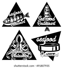 Vintage seafood restaurant emblems