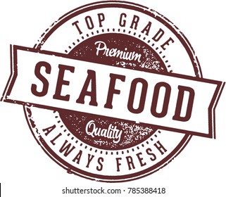 Vintage Seafood Restaurant Menu Stamp