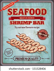 Vintage Seafood Shrimp Bar Poster Design