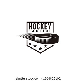 Vintage seal badge hockey sport logo with hockey puck vector icon on white background