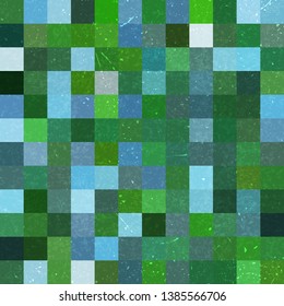 Vintage seamless abstract background with green, blue squares, vector illustration