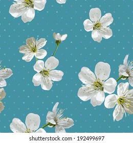 Vintage seamless background with cherry blossoms
