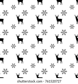 Vintage seamless background christmas pattern with rain deer and snowflakes