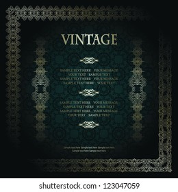 Vintage seamless background with elegant frame and space for text. Can be used as greeting card, invitation, menu and more