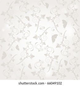 Vintage seamless background with flowers and butterflies