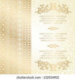 Vintage seamless background with frame and decorative ribbon. Seamless wallpaper. Retro style