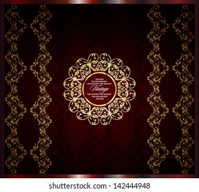 Vintage seamless background with frame. Elegant invitation or menu card