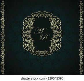 Vintage seamless background with frame. Retro style. Stylish design