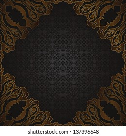 Vintage seamless background with frame. Retro style. Original design