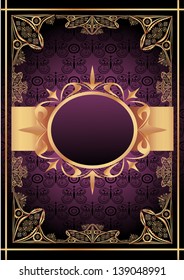 Vintage seamless background with frame and ribbon. Retro design. Seamless wallpaper.
