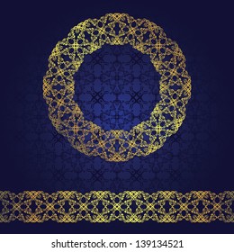Vintage seamless background with frame and ribbon. Seamless wallpaper