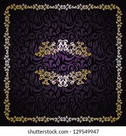 Vintage seamless background with a gold frame in retro style. Stylish design