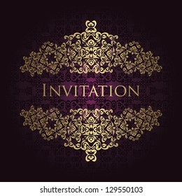 Vintage seamless background with a gold frame in retro style. Original design