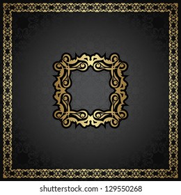 Vintage seamless background with a gold frame in retro style