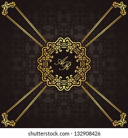 Vintage seamless background with a gold frame in retro style