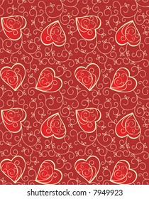 Vintage seamless background with hearts