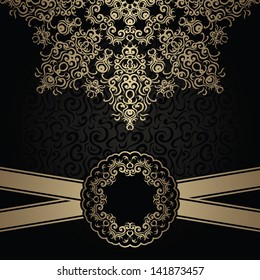 Vintage seamless background with a lace pattern and ribbon. Stylish design