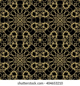 Vintage seamless background with lacy ornament. Ornament in east style. Light golden pattern. It can be used for wallpaper, pattern fills, web page background, surface textures, classic fabric.
