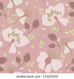 Vintage seamless background with pink flowers