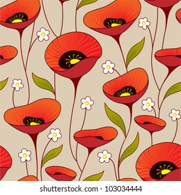 Vintage seamless background with poppies