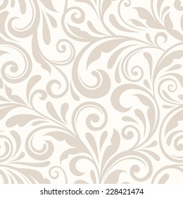 Vintage seamless beige floral pattern. Vector illustration.