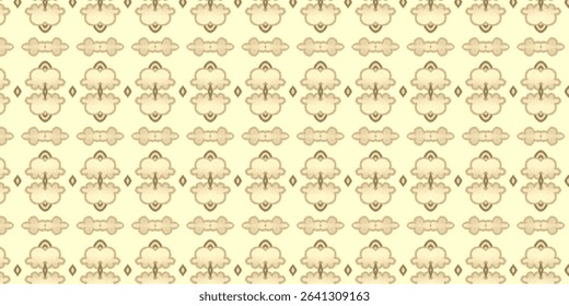 Vintage seamless beige ornament with soft symmetrical floral motifs and classic texture. Ideal for wallpaper, fabric, or antique-themed backgrounds. 
