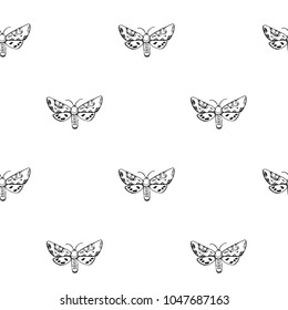 Vintage seamless black and white pattern with hand drawn butterflies. Vector illustration