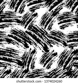 Vintage Seamless Black and White Textile Pattern. Dirt Ink Overlay Texture. Grungy Drawing Pattern. Fashion Print Background.