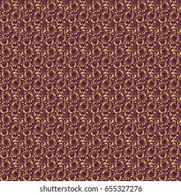 Vintage seamless border and grid for design template on a purple background. Seamless pattern in Eastern style with floral golden elements. Vector sketch for cards, thank you message, printing.