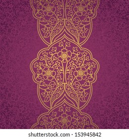 Vintage seamless border with lacy ornament on floral background. It can be used for decorating of invitations, greeting cards, decoration for bags.