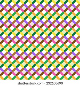Vintage seamless circle flat color background, stock vector 